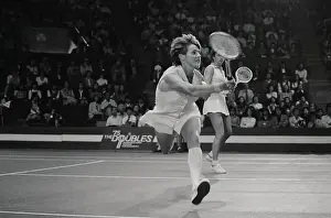 Billie Jean King and Rosemary Casals Battling in Women's Tennis Championship