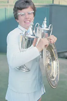 Wimbledon Prints: Billie Jean King with Trophies