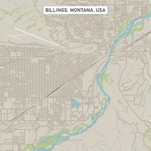 Montana Collection: Billings Montana US City Street Map