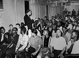 Billy Graham Lecturing Audience of Gang Members