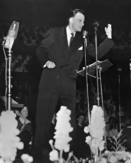 Billy Graham Preaching at Microphone