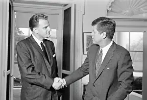 Evangelicalism Prints: Billy Graham and President Kennedy Shake Hands