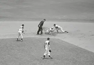 Billy Martin and Bill Mazeroski Playing Baseball