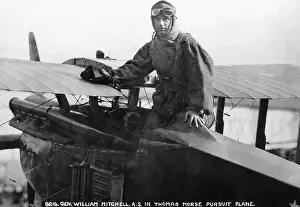 Cockpit Prints: Billy Mitchell In Cockpit Of Plane