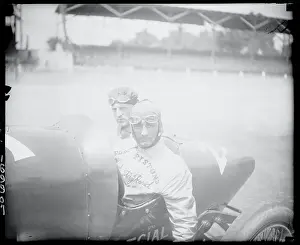 Indianapolis Prints: Billy Salmon in Race Car with Mechanic