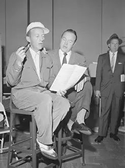 Sheet Music Prints: Bing Crosby and Bob Hope Rehearsing