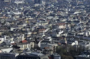 Birds eye view, aerial view, houses, Frankfurt am Main, Hesse, Germany, Europe