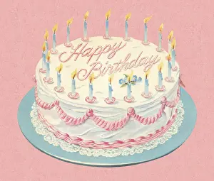 Illustrat Prints: Birthday Cake With Candles