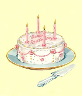 Illustrat Prints: Birthday Cake With Candles