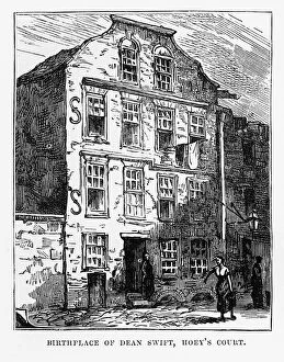 Port Collection: Birthplace of Dean Swift in Dublin, Ireland Victorian Engraving, 1840