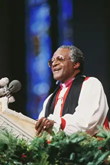 Bishop Desmond Tutu Speaking from Cathedral Podium