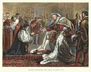 Clergy Gallery: Bishop Latimer presenting the Bible to Henry VIII