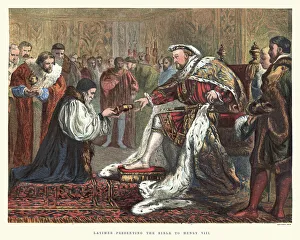 Clergy Gallery: Bishop Latimer presenting the Bible to Henry VIII