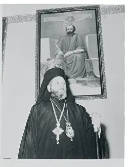 Bishop Prints: Bishop Photios Standing Beneath Portrait
