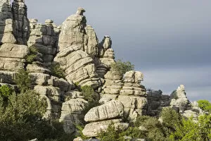 Bizarre limestone rock formations, El Torcal Nature Reserve, Antequera, Andalusia, Spain