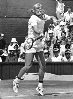 Bjorn Borg Prints: Bjorn Borg Hitting Forehand at Wimbledon