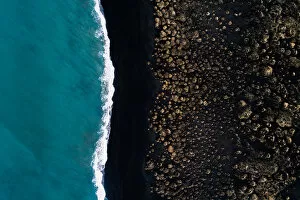 Abstract Aerial Art Prints Gallery: Black beach, Iceland