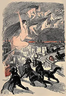 Witches Prints: Black Cat Howl at the Witches