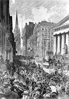 Black Friday in the Financial district of Wall Street in New York City. The Great Panic of 1869