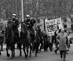 Black Panther Marchers and Mounted Police