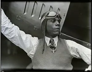 New Castle Prints: Black Pilot W/Arm Raised, Headshoulders