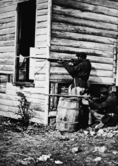 Black US Soldiers Pointing Rifles In Civil War