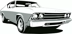 Images Dated 8th April 2018: Black & White 1969 Chevelle SS