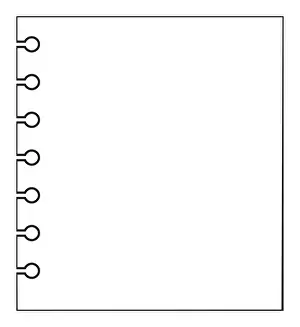 Page Prints: Black and white digital illustration of blank page from spiral notebook
