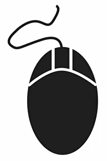 Black and white digital illustration of computer mouse