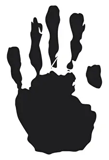 Incomplete Prints: Black and white digital illustration of incomplete hand print