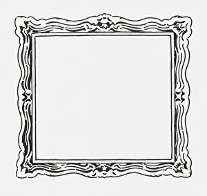 Black and white digital illustration of old fashioned mirror