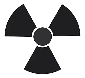 Protection Prints: Black and white digital illustration of radioactive warning symbol