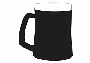Froth Gallery: Black and white digital illustration representing beer in glass with handle