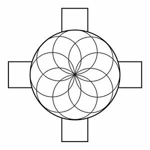 Images Dated 17th April 2009: Black and white digital illustration of Rosicrucian or Rose Cross symbol