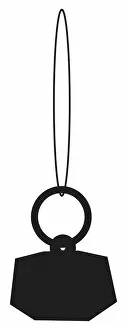 Black and white digital illustration of weight hanging from circle