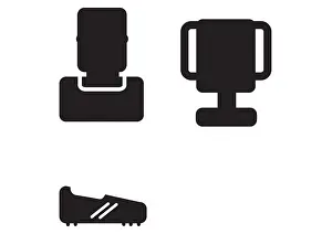 Trophy Award Prints: Black and white digital illustrations representing footballers head