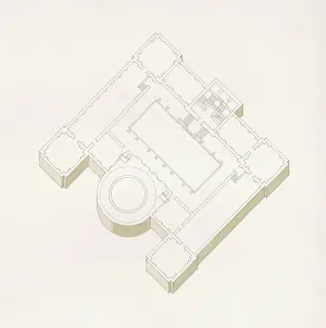 Blueprint Prints: Black and white floorplan illustration of the National Museum of Irelands first floor