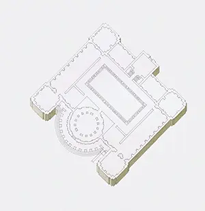 Blueprint Prints: Black and white floorplan illustration of the National Museum of Irelands ground floor