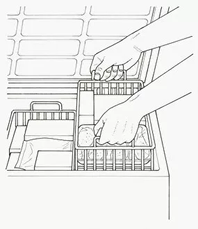Images Dated 1st October 2009: Black and white illustration of adding storage to freezer