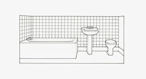 Images Dated 14th January 2009: Black and white illustration of bathroom layout