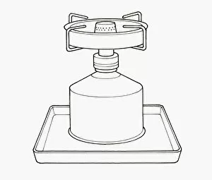 Images Dated 1st October 2009: Black and white illustration camping stove