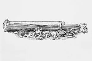 Black and white illustration of dried and fresh pasta