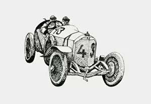 Racecar Gallery: Black and white illustration of early Audi racing car