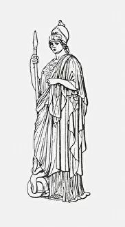 Images Dated 13th July 2009: Black and white illustration of Greek goddess Athena