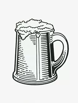Froth Gallery: Black and white illustration of Guinness in tankard