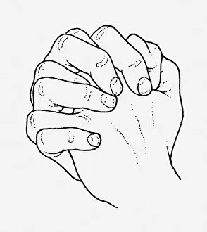 Images Dated 6th May 2011: Black and white illustration of hands clasped