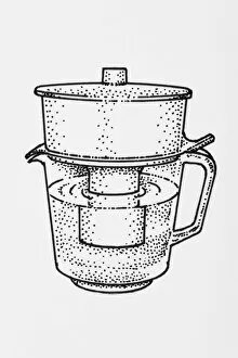 Black and white illustration of household water purifier