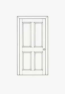 Black And White Illustration Gallery: Black and white illustration of internal door