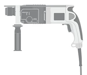 Images Dated 27th January 2009: Black and white illustration of main-operated electric drill