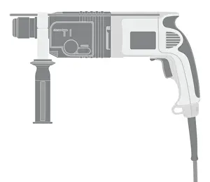Black and white illustration of main-operated electric drill
